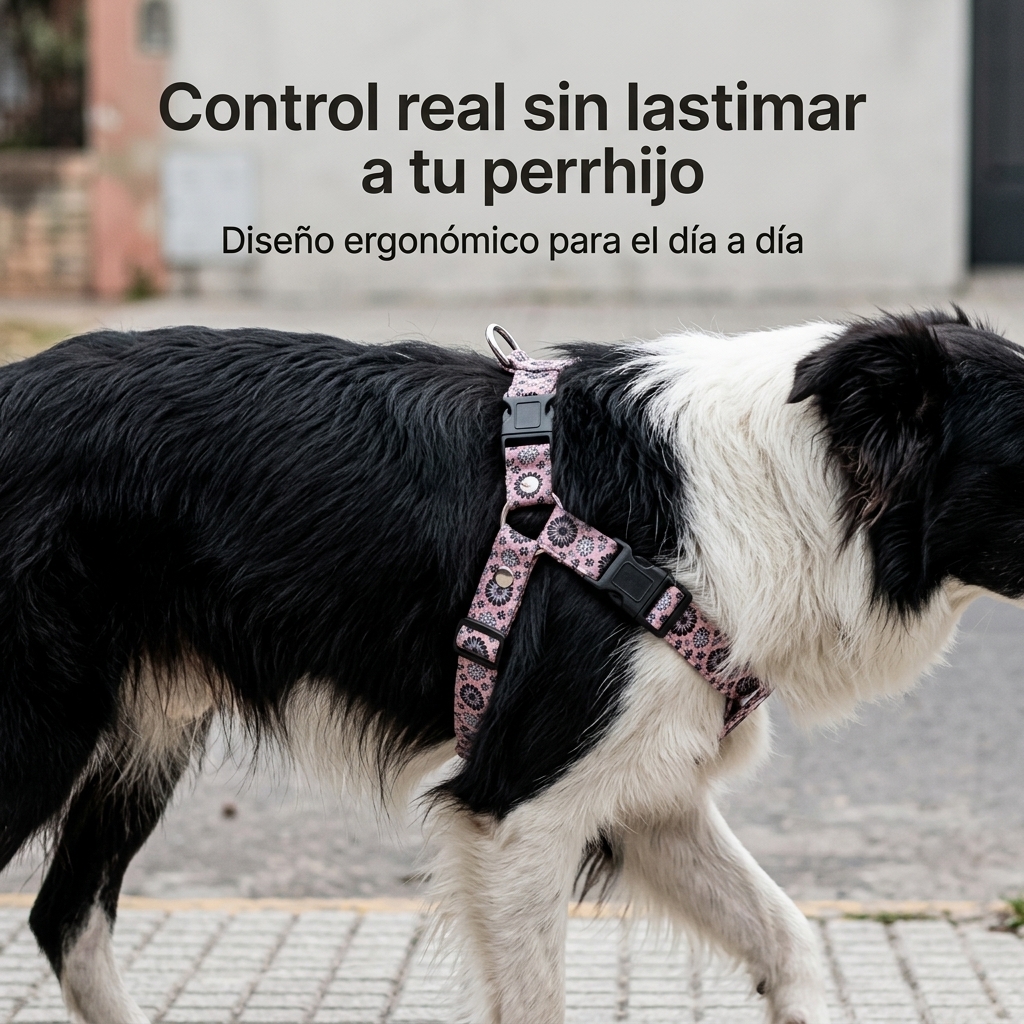 Detalle del Pretal Aura colocado en un perro