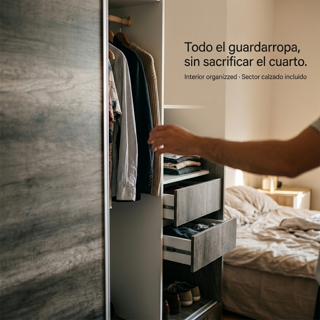 Todo el guardarropa, sin sacrificar el cuarto.