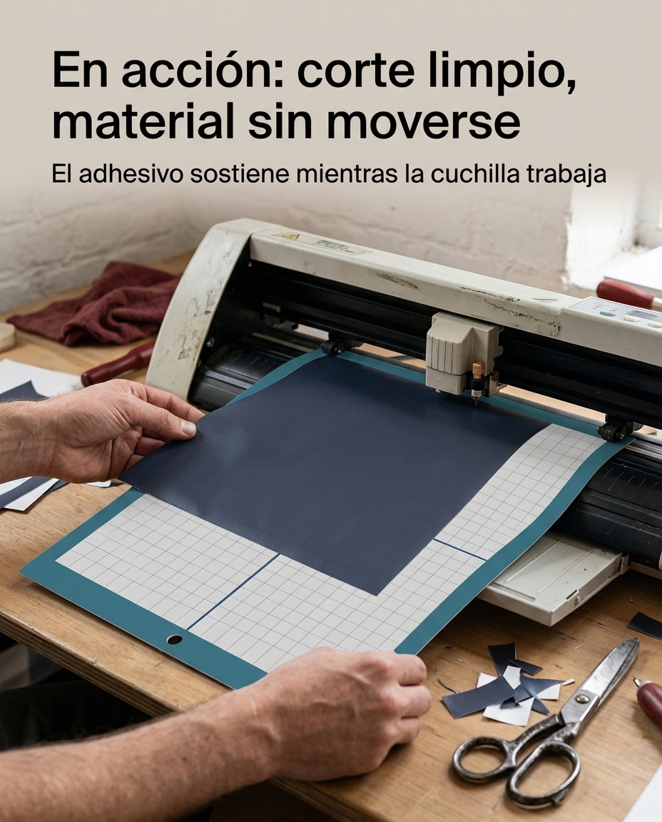 En acción: corte limpio, material sin moverse