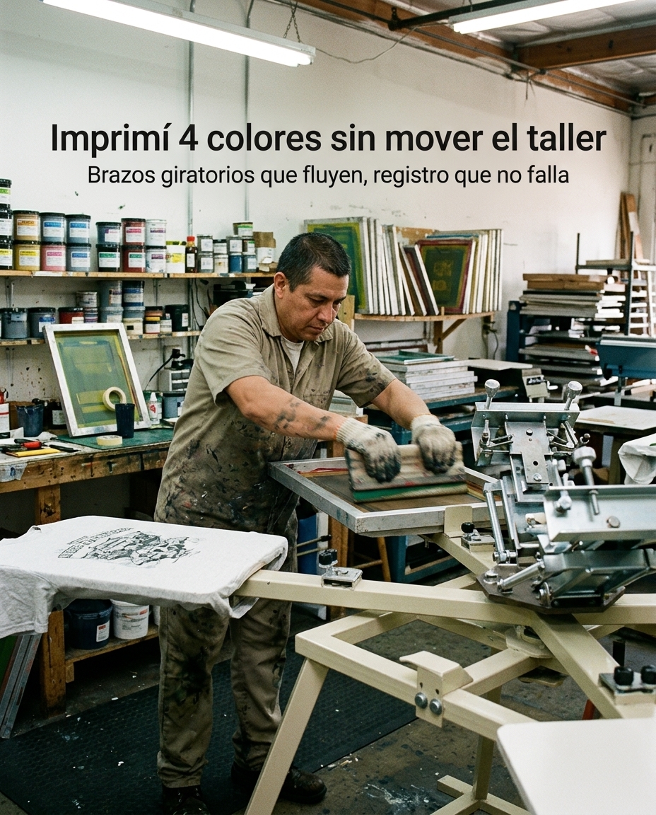 Imprimí 4 colores sin mover el taller