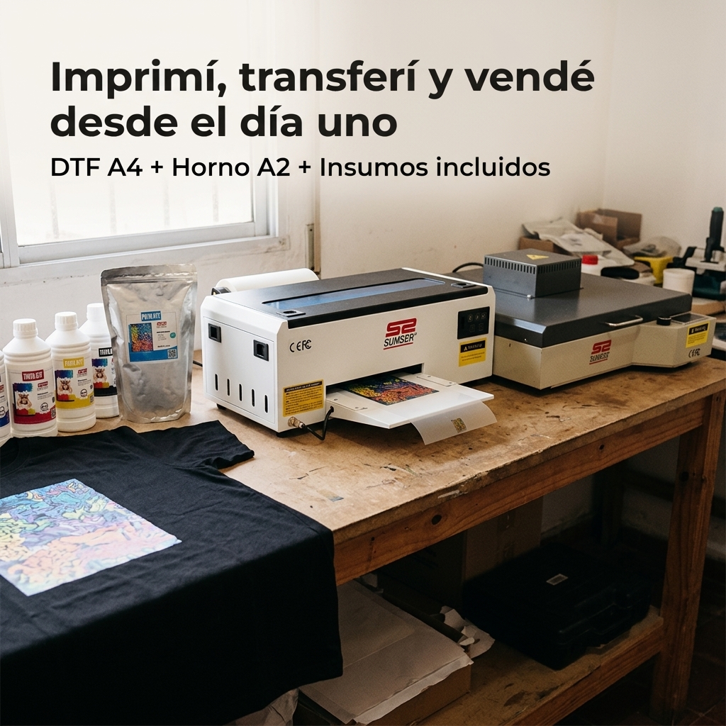Combo DTF A4 con impresora, horno e insumos