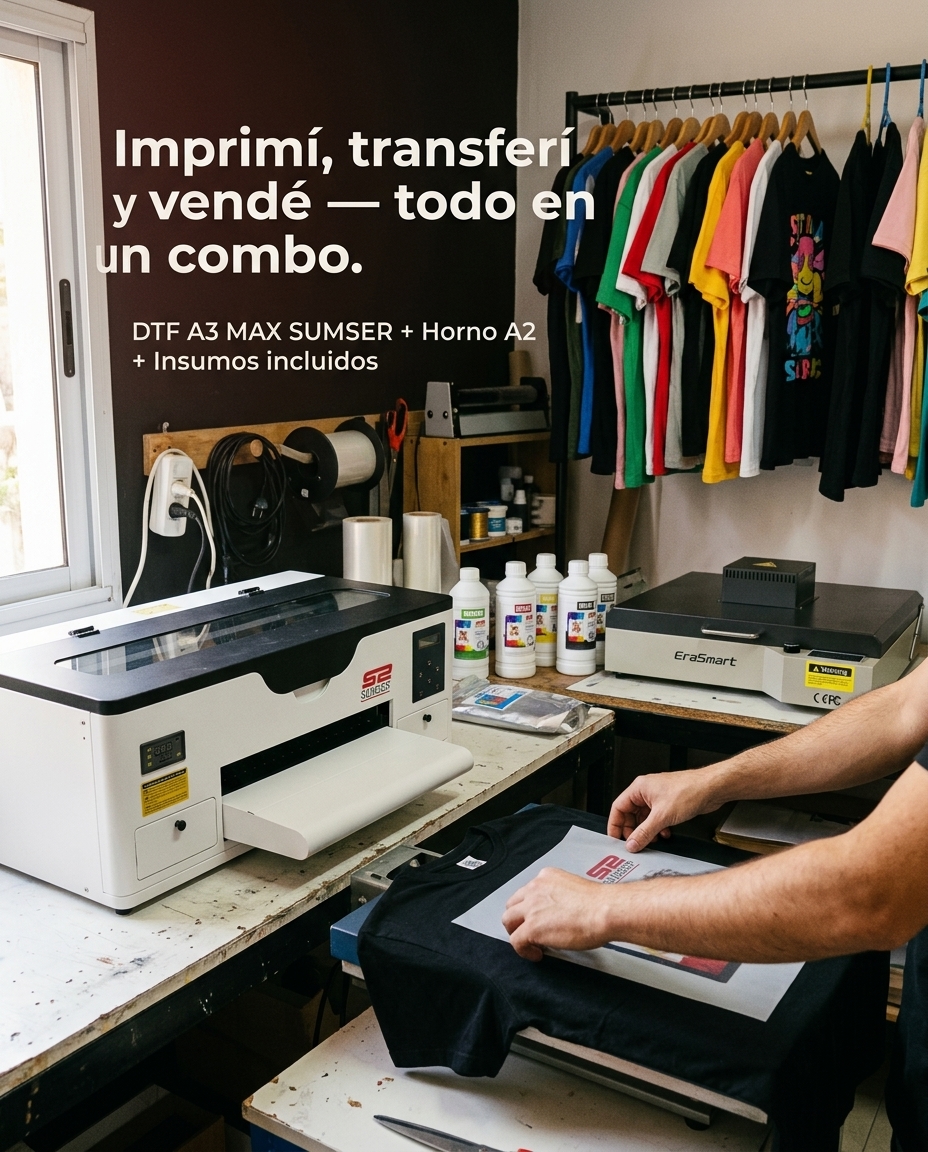 Combo DTF A3 con impresora, horno e insumos
