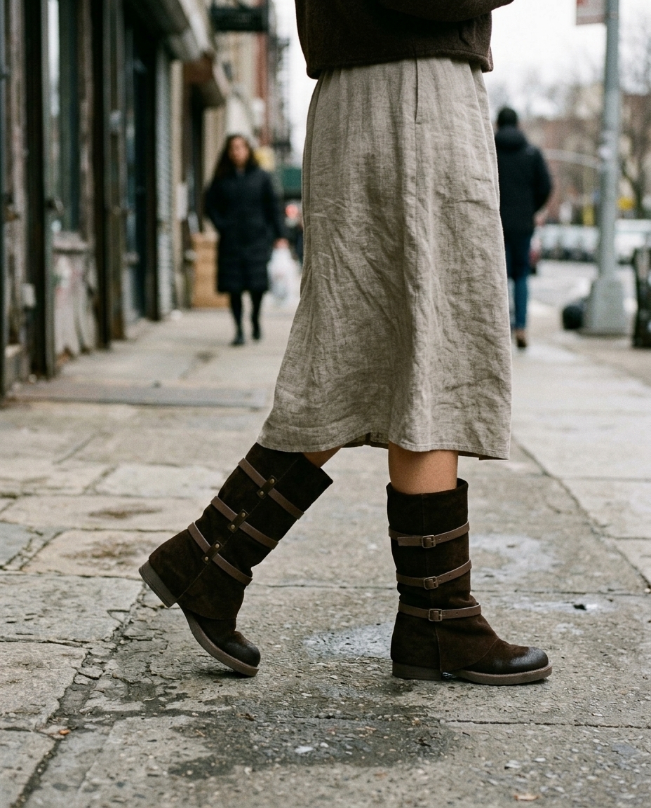 Botas Verónica combinadas en un look urbano