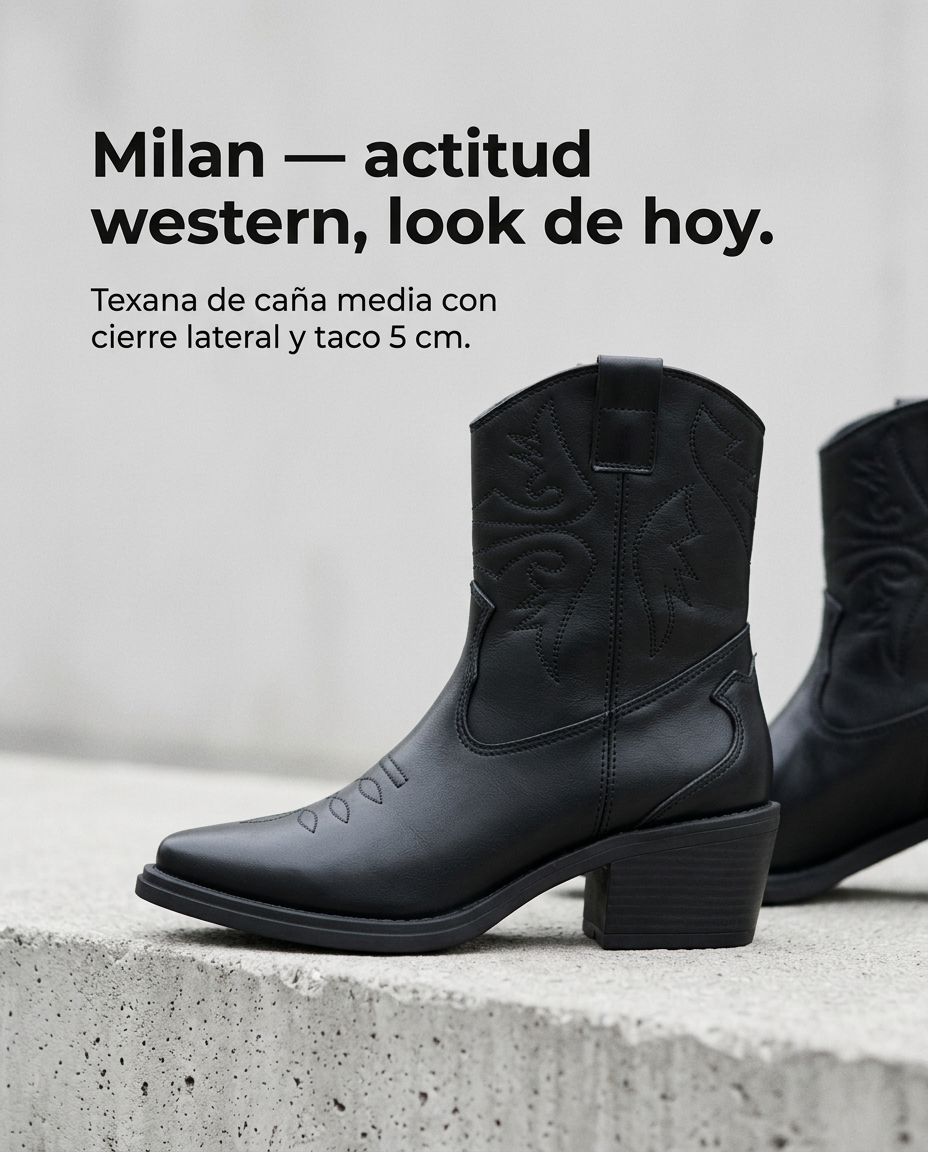 Botas texanas Milan en un look de inspiración western