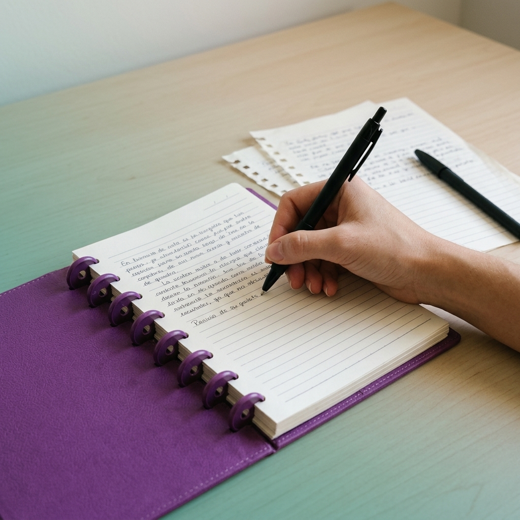Cuaderno A5 Loop Creativo en uso