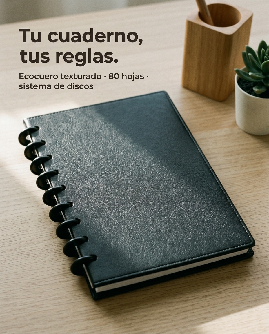 Cuaderno mediano Loop Creativo de ecocuero con sistema a discos