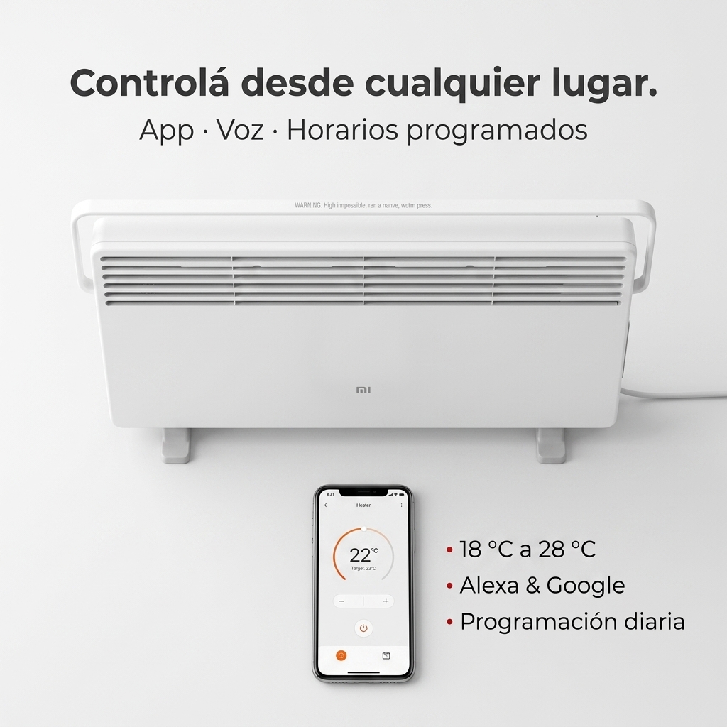 App, voz y horarios — vos mandás.