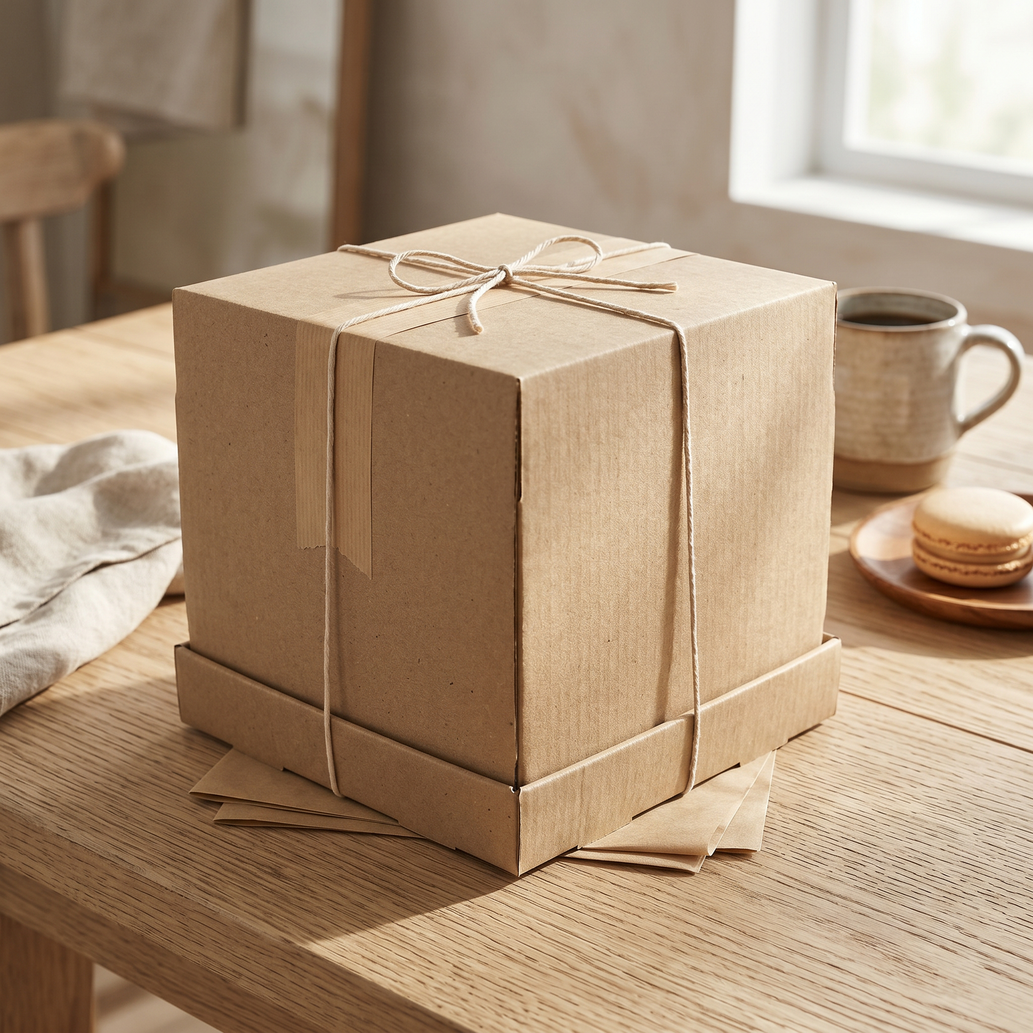 Caja Austria II cerrada de microcorrugado marrón sin visor